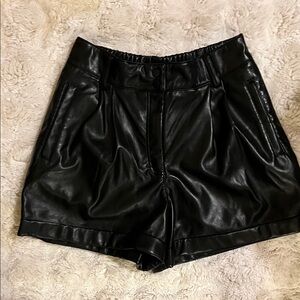 Rachel Zoe Black High Waist Faux Leather Shorts